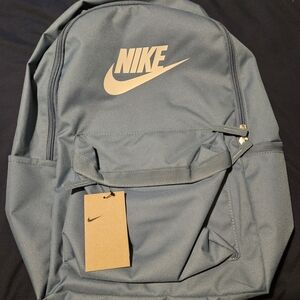 Nike Women's Slate Blue Backpack with Beige Logo